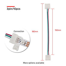 Load image into Gallery viewer, BTF-LIGHTING 10PCS 3Pin 10mm Wide Dual End with 15cm Long Cable LED Strip Solderless DIY Connector Adapter Conductor for WS2811 WS2812B SK6812 LED Flexible Strip Light
