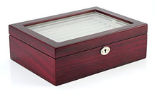 Load image into Gallery viewer, Large Cufflinks Box Storage Case | Mahogany Double Layer Cufflinks Lapel Pins Ring Holder | Double Decker Jewelry Cufflink Display Organizer with Glossy Piano Finish
