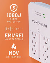 Load image into Gallery viewer, ECHOGEAR On-Wall Surge Protector with 6 Pivoting AC Outlets &amp; 1080 Joules of Surge Protection - Low Profile Design Installs Over Existing Outlets to Protect Your Gear (White)

