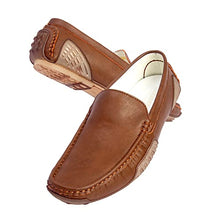 Load image into Gallery viewer, LUODENGLANG Men's Loafers Casual Shoes Slip On Premium Genuine Leather Driving Shose Penny Loafers for Men Lightweight Breathable Brown 10.5 M45
