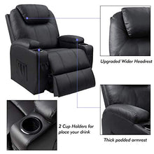 Load image into Gallery viewer, Homall Recliner Chair with Massage Single Living Room Huge Thick Padded Heating Function Sofa Seat, Black
