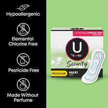 Load image into Gallery viewer, U by Kotex Security Maxi Feminine Pads, Regular Absorbency, Unscented, 48 Count (Pack of 4)
