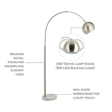 Load image into Gallery viewer, CO-Z Modern Arc Floor Lamp with 360° Rotatable Hanging Shade, Adjustable Nickel Standing Reading Light with Marble Base, Contemporary Arch Metal Pole Task Lamp for Living Room Couch Sofa, 73 Inch
