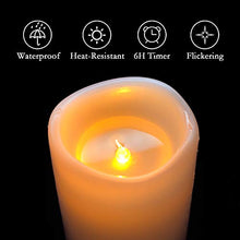 Load image into Gallery viewer, Homemory 8" x 4" Waterproof Outdoor Flameless Candles - Battery Operated Flickering LED Pillar Candles for Indoor Outdoor Lanterns, Long Lasting, Large, Set of 2
