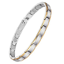 Load image into Gallery viewer, Feraco Magnetic Bracelets for Women Arthritis Pain Relief Elegant Stainless Steel Strong Magnets Therapy Bracelet, Silver Gold

