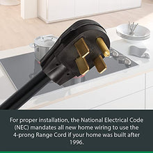 Load image into Gallery viewer, Range Cord 4-Wire - 50 Amp - 4 Feet - Compatible with All Major Brands, Black
