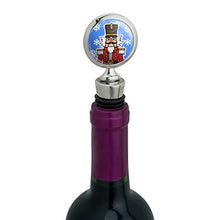 Load image into Gallery viewer, Grinning Nutcracker Soldier with Snowflakes Wine Bottle Stopper
