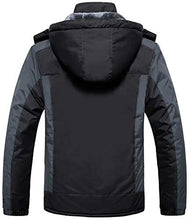 Load image into Gallery viewer, Men's Waterproof Ski Jacket Fleece Windproof Mountain Winter Snow Jacket Army Cotton Warm Outdoor Sport Rain Coat with Hooded BLACK GRAY
