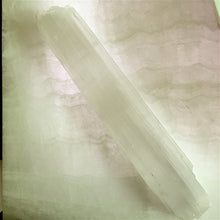 Load image into Gallery viewer, Selenite Stick 6 to 8.5 Inches long, 1 to 2 inches wide, white healing stone, strong protection powers
