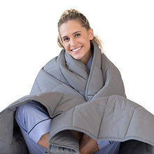 Load image into Gallery viewer, LUNA Adult Weighted Blanket | Individual Use - 15 lbs - 60x80 - Queen Size Bed | 100% Oeko-Tex Certified Cooling Cotton &amp; Glass Beads | USA Designed | Heavy Cool Weight | Dark Grey
