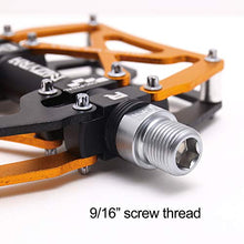 Load image into Gallery viewer, MZYRH Mountain Bike Pedals, Ultra Strong Colorful CNC Machined 9/16" Cycling Sealed 3 Bearing Pedals (Black Black Glod 3 Bearings)
