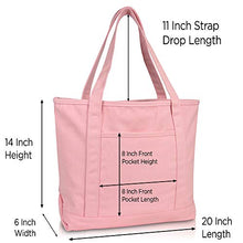Load image into Gallery viewer, DALIX 20" Solid Color Cotton Canvas Shopping Tote Bag in Light Pink
