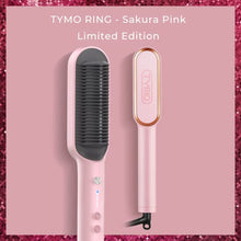 Load image into Gallery viewer, TYMO Ring Pink Hair Straightener Brush – Hair Straightening Iron with Built-in Comb, 20s Fast Heating &amp; 5 Temp Settings &amp; Anti-Scald, Perfect for Professional Salon at Home
