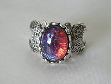 Load image into Gallery viewer, Dragons Breath Fire Opal Triple Moon Ring handmade jewelry wiccan pagan wicca witch witchcraft goddess gothic
