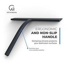 Load image into Gallery viewer, GÜTEWERK Shower Squeegee Black 9 in - incl. Chrome Suction Cup Hook - Stainless-Steel core - Silicone Rubber squeegees for Bathroom Cleaning Window Screen Bath Wiper Cleaner Glass Door Blade Showers
