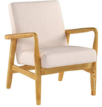 Load image into Gallery viewer, Christopher Knight Home Isaac Mid Century Modern Fabric Arm Chair, Ivory, Walnut

