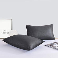 Load image into Gallery viewer, Seersucker Queen Comforter Set Black 3 PCs, All Season Reversible Down Alternative Quilted Duvet Insert, Hypoallergenic Microfiber Filling, Luxury Hotel Quality Bedding Sets in a Bag, Size 90 inch
