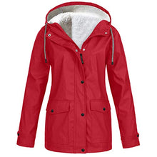 Load image into Gallery viewer, Womens Winter Coats Solid Plush Thickening Jacket Outdoor Raincoats Waterproof Lightweight Hooded Rain Jacket(#04,4X-Large)
