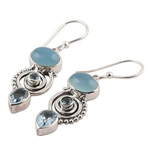 Load image into Gallery viewer, NOVICA Blue Topaz and Chalcedony .925 Sterling Silver Dangle Earrings 'Sentimental Journey'
