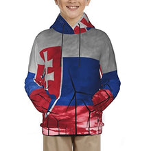 Load image into Gallery viewer, Slovakia Flag 4 Print Hoodies Kids 3D Print Sweatshirts Long Sleeve Pullover Hoodies with Pocket for Teen Boys and Girls Black
