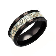 Load image into Gallery viewer, Ginger Lyne Collection Dragon Glow in The Dark Stainless Steel Black Comfort Fit Band Ring Size 10
