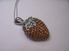 Load image into Gallery viewer, Gorgeous 14K White Gold Orange Citrine Tsavorite Strawberry Pendant Necklace

