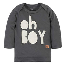 Load image into Gallery viewer, Grow by Gerber Baby Boys Organic 3-Piece Shirt, Footed Pant, and Cap Set, Grey/Orange, 3-6 Months
