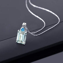 Load image into Gallery viewer, Gem Stone King Solid 10K White Gold Sky Blue Simulated Aquamarine and Swiss Blue Topaz Pendant Necklace For Women (6.92 Cttw with 18 Inch Chain)
