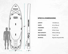 Load image into Gallery viewer, Driftsun Orka Inflatable Paddleboard ISUP 12ft Multi-Person Extra Wide Stand Up ISUP Package, Includes 2 High Pressure/High Volume Pumps and Fin (Teal)
