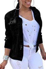 Load image into Gallery viewer, Womens Denim Jackets Distressed Long Sleeve Jean Jacket Coats Black S
