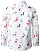 Load image into Gallery viewer, JOGAL Boys Christmas Santa Claus Party Long Sleeve Button Down Shirts White 8
