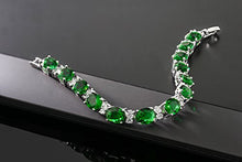Load image into Gallery viewer, Gem Stone King 40.00 Ct Oval and Round Green Color Cubic Zirconias CZ Tennis Bracelet 7 Inch
