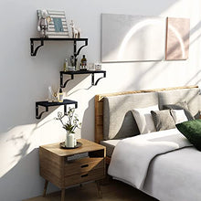 Load image into Gallery viewer, AMADA HOMEFURNISHING Floating Shelves Wall Mounted Set of 3, Rustic Wood Wall Shelves for Bedroom/Bathroom/Living Room/Kitchen/Laundry Room, Storage &amp; Decoration, Black
