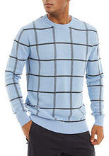 Load image into Gallery viewer, Mens Fall Sweater Pullovers for Men Casual Sweater Mens Casual Crewneck Fall Winter Pullovers Basic Cotton Sweater for Men Light Blue
