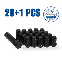 Load image into Gallery viewer, GAsupply 20pcs Black 12x1.5 Lug Nuts, Closed End Acorn Spline Tuner Lug Nuts 1.38" Tall 3/4" Hex Conical/Cone Seat for Aftermarket Wheels, Pack of 20+1 Socket Key
