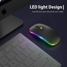 Load image into Gallery viewer, 【Upgrade】 LED Wireless Mouse, Rechargeable Slim Silent Mouse 2.4G Portable Mobile Optical Office Mouse with USB &amp; Type-c Receiver, 3 Adjustable DPI for Notebook, PC, Laptop, Computer, Desktop (Black)
