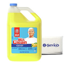 Load image into Gallery viewer, M.C. Mr Clean Multi-Purpose Summer Citrus Liquid Cleaner Professional Household Non-Toxic Hardwood Floor Cleaner 128 Fluid Ounce Bottle With Number 1 In Service Wallet Tissue Pack

