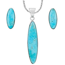 Load image into Gallery viewer, Sterling Silver and Genuine Turquoise Necklace &amp; Earrings Matching Set (Ovals)
