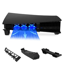 Load image into Gallery viewer, NexiGo PS5 Horizontal Stand with Cooling Fan, [Auto On/Off], [Minimalist Design], Compatible with Playstation 5 Disc &amp; Digital Editions, Built-in LED Light, Extra USB Port, Black
