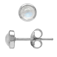 Load image into Gallery viewer, Silvershake 4mm Petite Natural Round Shape Moonstone White Gold Plated 925 Sterling Silver Stud Earrings
