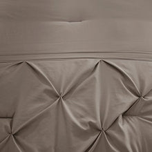Load image into Gallery viewer, Comfort Spaces Cavoy Faux Silk Comforter Set - Luxe Diamond Tufting, All Season Bedding, Matching Bed Skirt, Decorative Pillows, Taupe King(104"x90") 5 Piece
