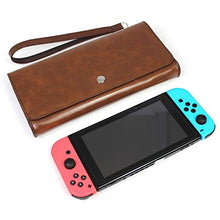 Load image into Gallery viewer, PCTC Classic Style Design Leather &amp; PU Easy Carrying Case Soft Carry Bag Compatible for Nintendo Switch Protective Cover,1x Mini Leather Hand Strap (Brown)
