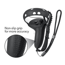 Load image into Gallery viewer, Wasserstein Silicone Skin Set Compatible with Oculus Quest 2 - Includes Oculus Quest 2 Accessories - Controller Grip Shells, Sweatproof Face Cover, Protective Lens Cover, Wrist Straps - (Black)
