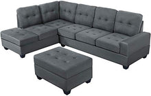 Load image into Gallery viewer, Merax Sectional Sofas 3-Seat Sofa Sectional Sofa Couches with Chaise Lounge and Ottoman for Living Room Furniture (Grey)
