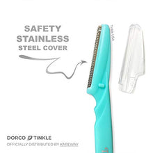 Load image into Gallery viewer, Dorco Tinkle Eyebrow Razor, Hair Trimmer Shaper Shaver and Tough Up Tool, Facial Razor with Safety Cover, 12 Razors | Dermaplaning Razor Tools | Skincare Party Favors
