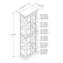 Load image into Gallery viewer, GOOD &amp; GRACIOUS 4 Door Curio Cabinet with Lights, Tempered Glass Adjustable Shelves, and Mirrored Back, Walnut
