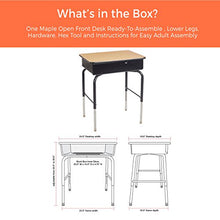 Load image into Gallery viewer, ECR4Kids ELR-24103F-MP 24" x 18" Adjustable Open Front Student Desk with Metal Book Box, Maple and Black
