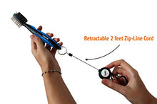 Load image into Gallery viewer, Voplop Golf Brush and Club Groove Cleaner - Easily Attaches to Golf Bag - Deep Clean Iron Grooves - Cleaning Club Face - Bag Clip &amp; Retractable Extension Cord (Blue)
