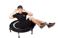 Load image into Gallery viewer, MaXimus PRO Folding Rebounder USA | Voted #1 Indoor Exercise Mini Trampoline For Adults With Bar | Best Home Gym for Fitness &amp; Lose Weight| FREE Storage Bag, Resistance Bands, ONLINE &amp; DVD Workouts | Already Assembled
