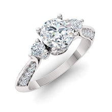 Load image into Gallery viewer, Diamondere Natural and IGI Certified Diamond Engagement Ring in 14K White Gold | 1.15 Carat Three Stone Ring for Women, US Size 6
